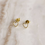 Tiny Beaded Open Heart Studs