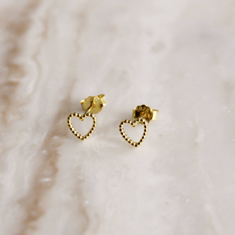 Tiny Beaded Open Heart Studs