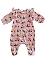 Golf Cart Pink Long Sleeve Ruffle Onesie