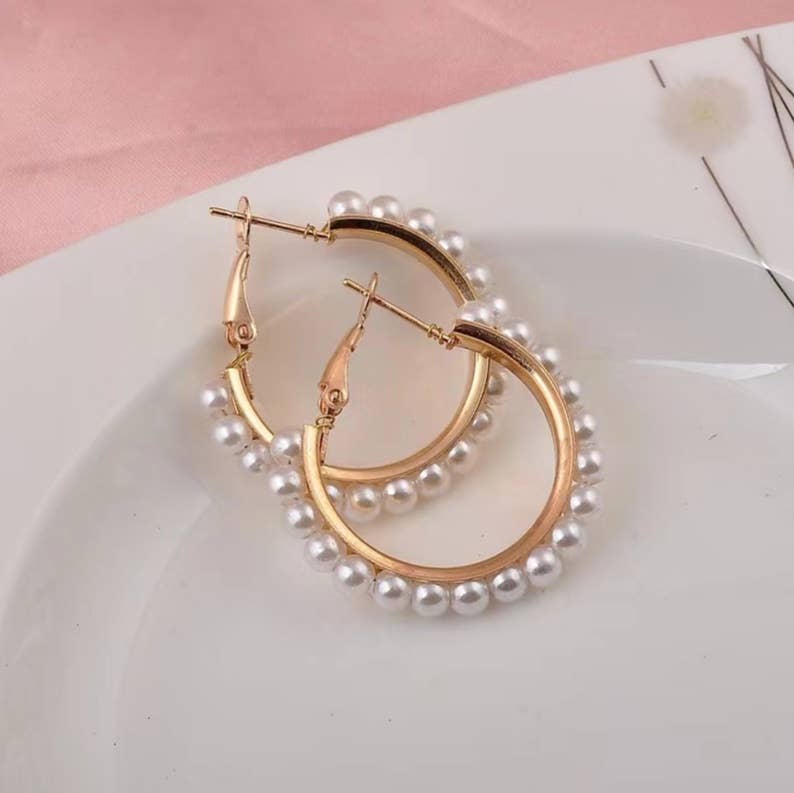 Pearl Hoop Earrings