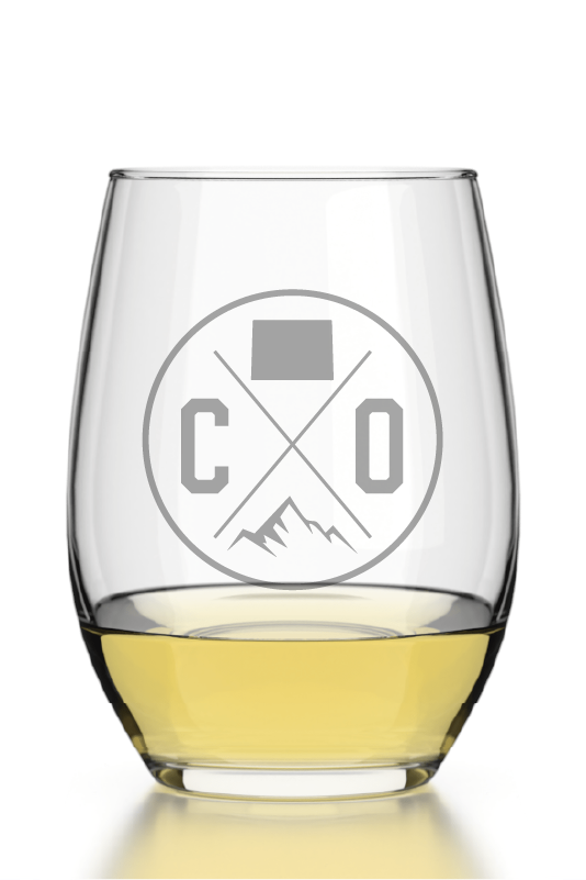 Colorado State Emblem Stemless Wine Glass