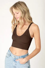 Ribbed V-Neck Bra