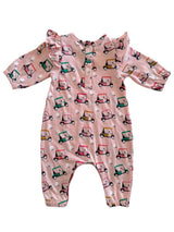 Golf Cart Pink Long Sleeve Ruffle Onesie