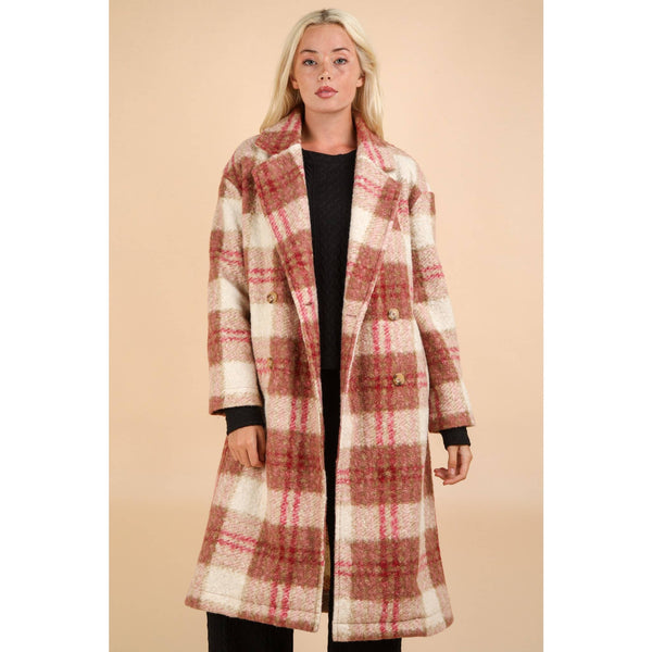 Oversized Plaid Soft Fuzzy Button Down Long Coat