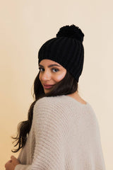 Toasty Bubble Cable Knit Pom Beanie