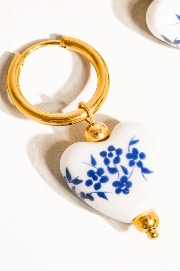 Ceramic Floral Heart Earring