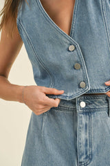 Emilee Washed Denim Vest