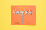 Cake Topper - Congrats - Pearl + Gold Confetti