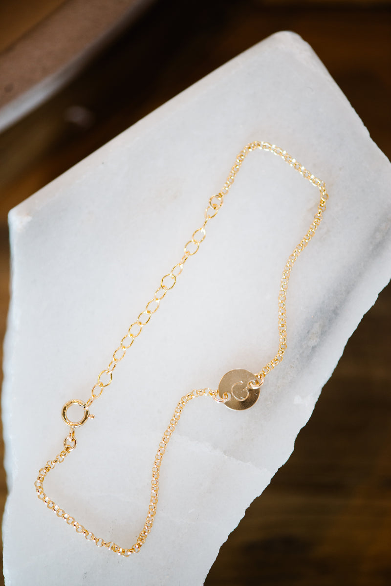 Gold Petite Initial Bracelet
