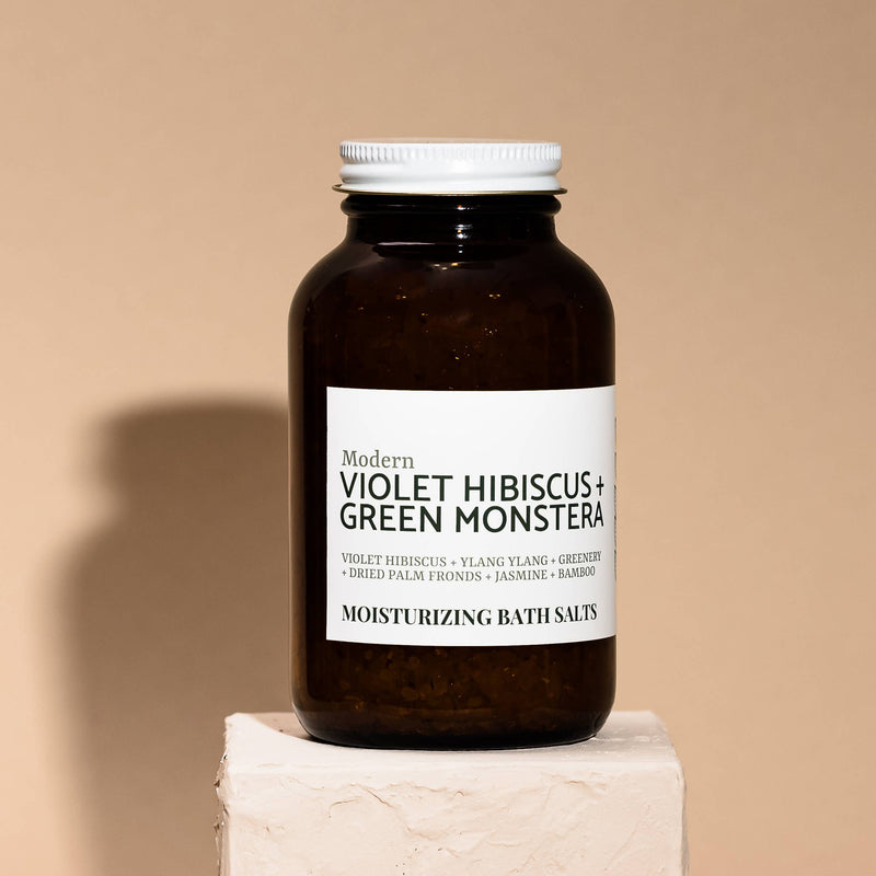 Violet Hibiscus + Green Monstera