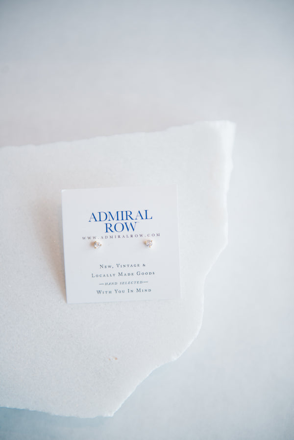 White CZ Round Stud Earrings