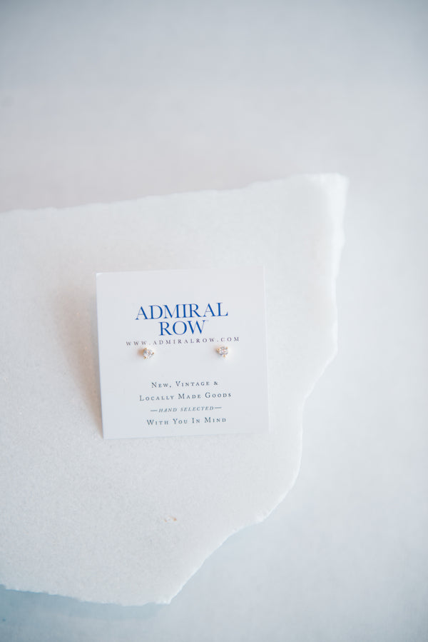 White CZ Round Stud Earrings