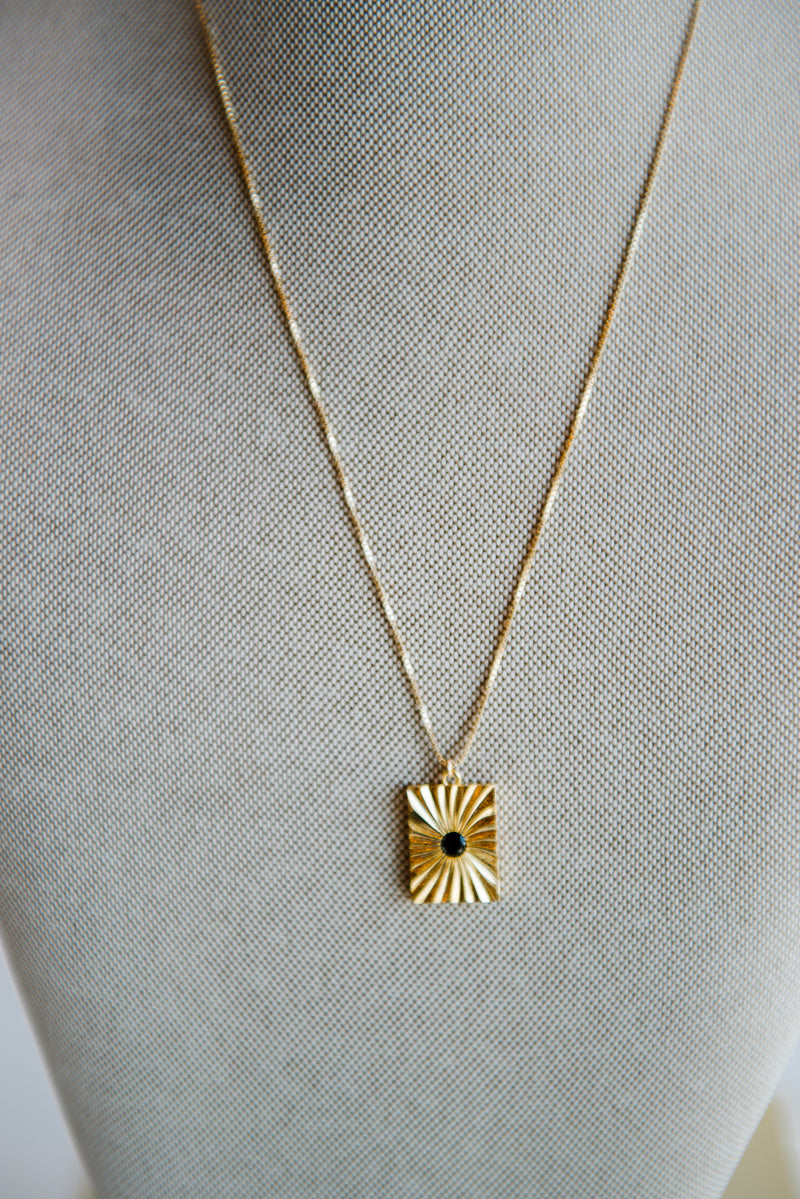Black Pave Medallion Necklace