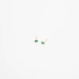 Green CZ Oval Stud Earrings