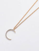 Gold Pave Crescent Moon Necklace