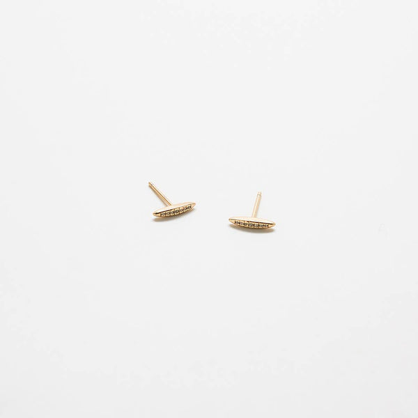 Gold Pavé Bar Stud Earrings