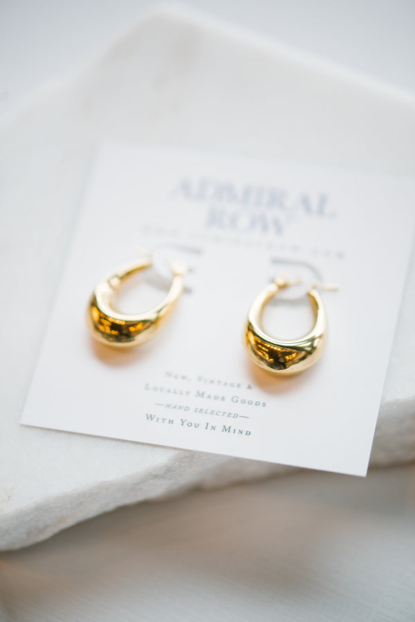 Gold Oval Hoop Earrings