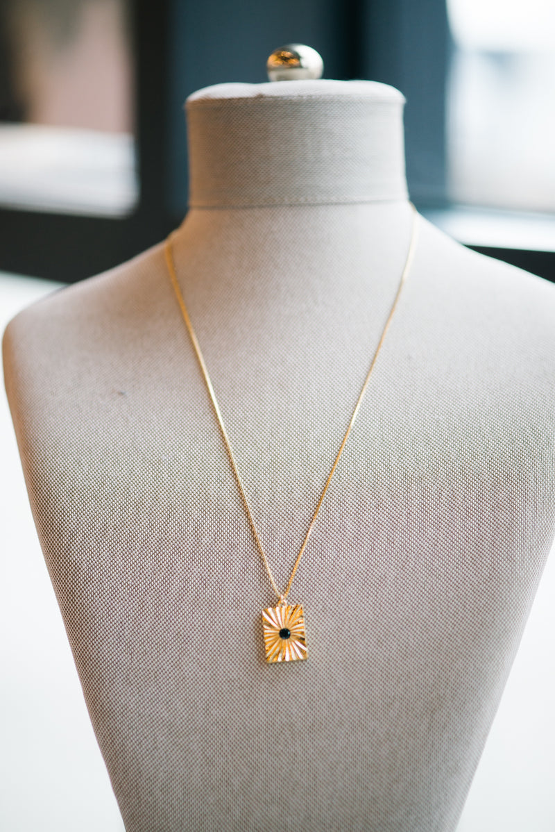 Black Pave Medallion Necklace