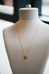 Gold Rose Bar Pendant Necklace