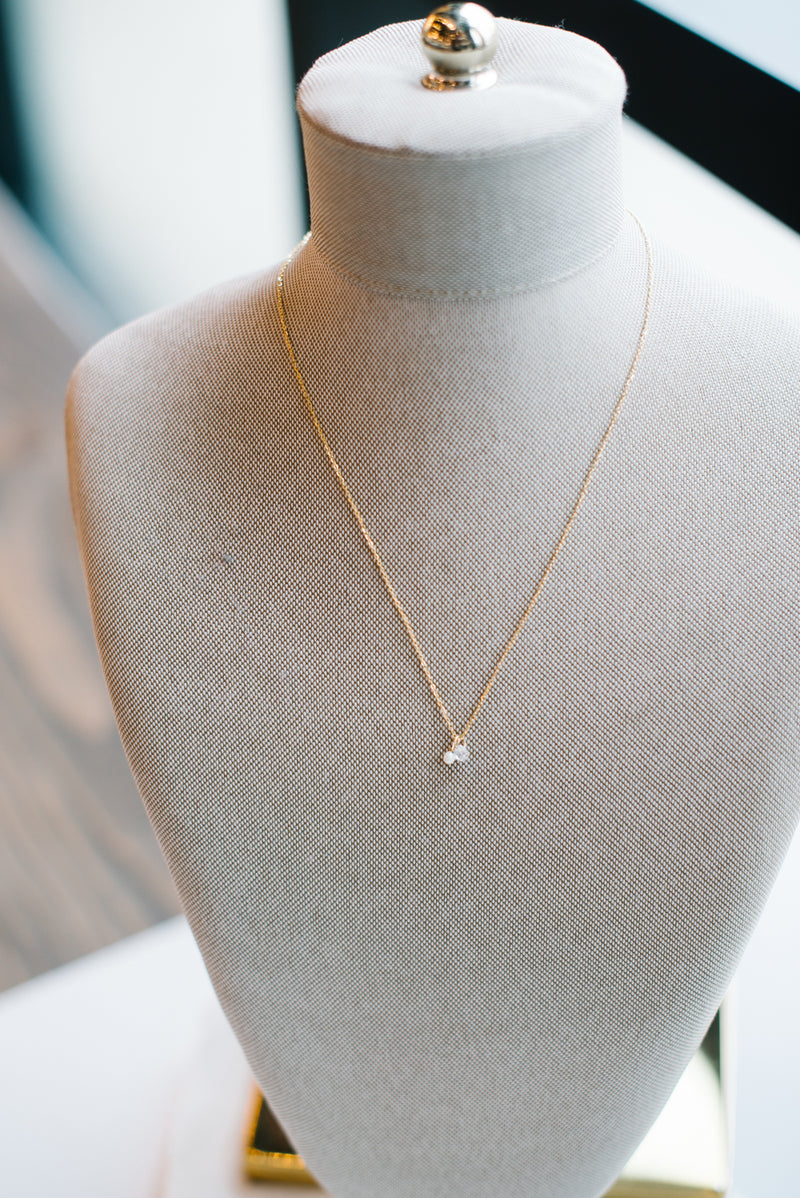 Petite CZ Pearl Charm Necklace