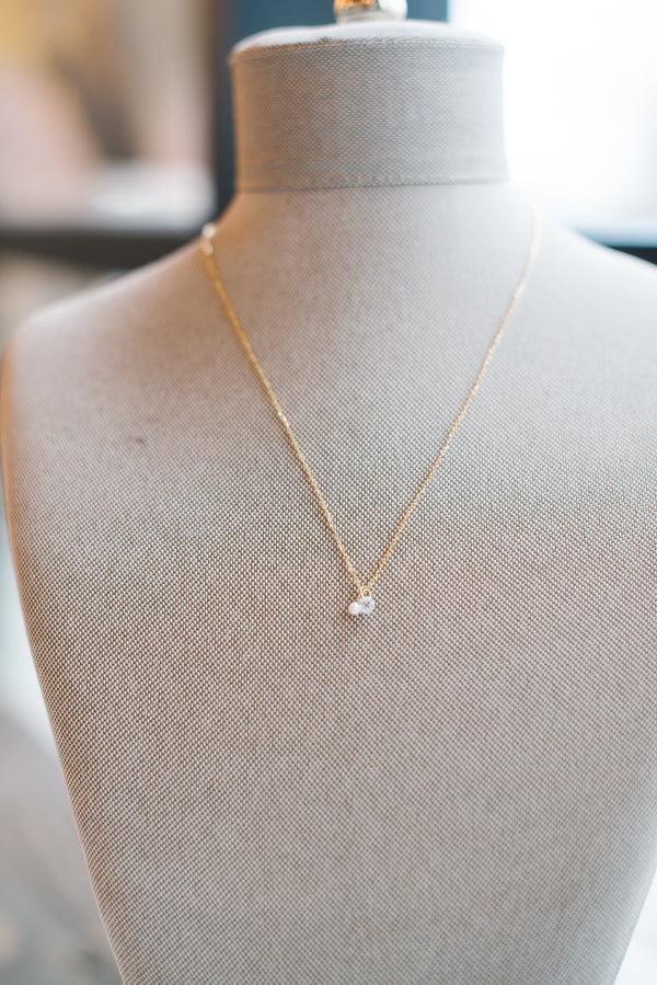 Petite CZ Pearl Charm Necklace