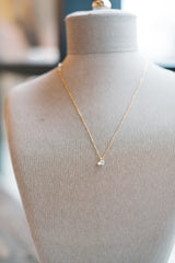Petite CZ Pearl Charm Necklace