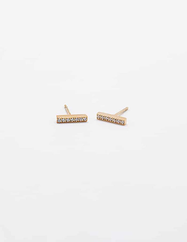 Pave Gold Bar Stud Earrings