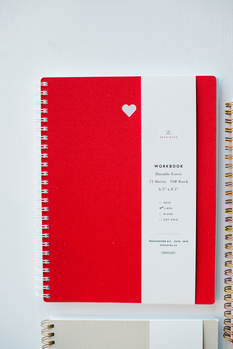 Heart Workbook in Strawberry Red