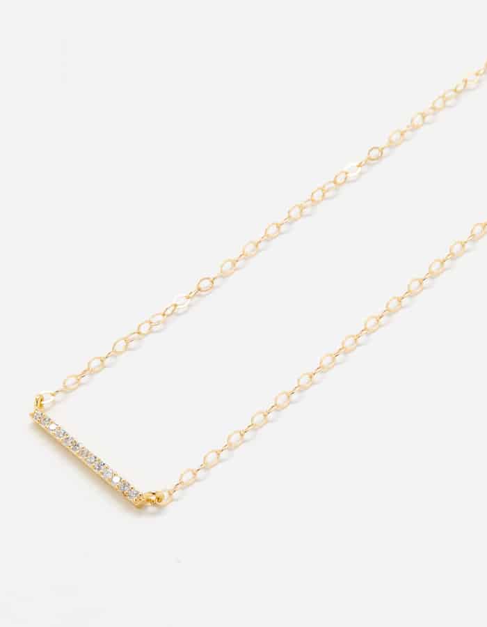 Gold Pave Bar Necklace