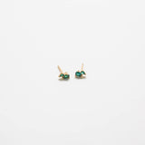 Green CZ Double Teardrop Stud Earrings