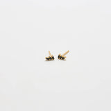 Black Triple Baguette Gold Studs
