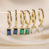 Emerald Baguette Hoops